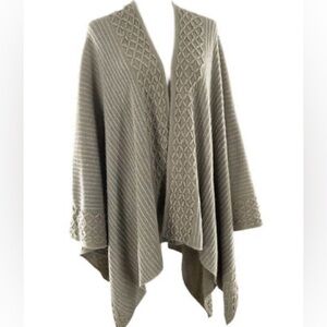 Lake Shore Drive Tan Silver Metallic knit Poncho Cape One Size New with Tags